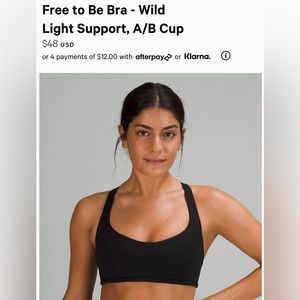 Lululemon Free to Be Bra - Wild
Light Support, A/B Cup